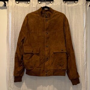 Brooks Brothers “346” Tan Suede Bomber Jacket